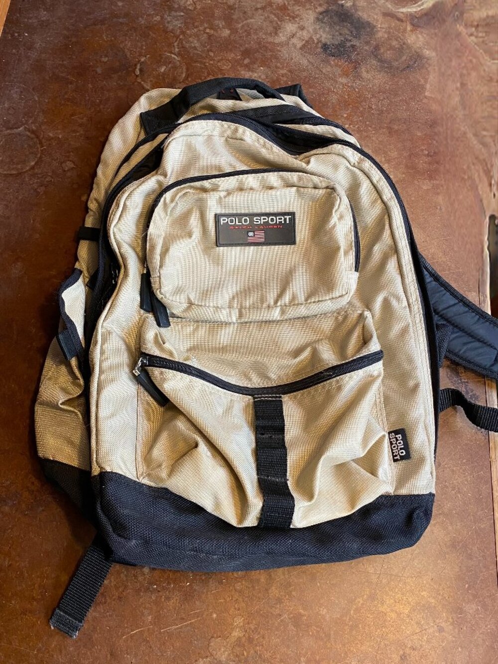 1990s Polo Sport Ralph Lauren Backpack Vintage Beige Brown